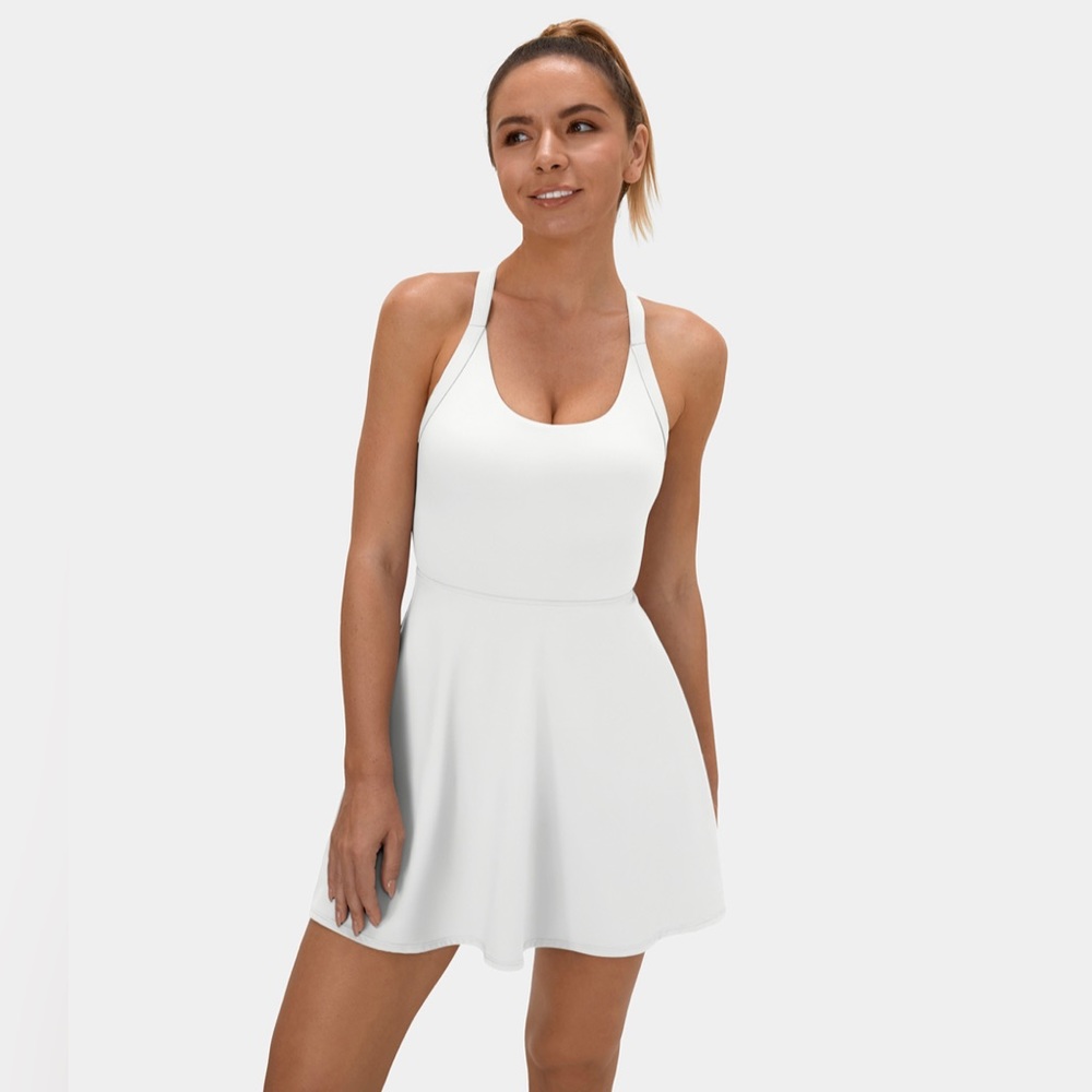 HALARA Backless cut out twisted side pocket 2-in-1 mini barre ballet dress